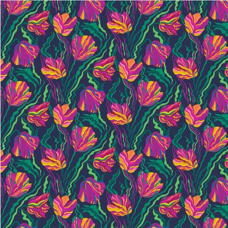 Indigo Tulip for Botanica by Sally Kelly for Windham Fabrics