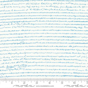 Blueprint Text in Cloud for Bluebell by Janet Clare for Moda Fabric