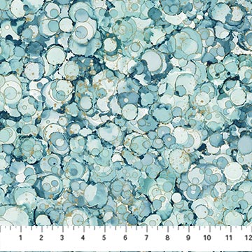 Midas Touch - Bubble Texture in  Blue  for Northcott