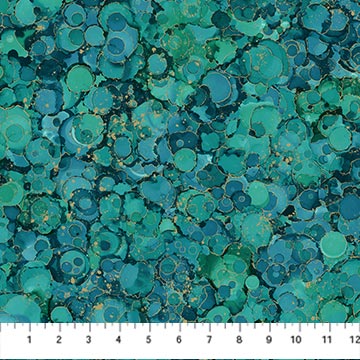 Midas Touch - Bubble Texture in  Teal  for Northcott