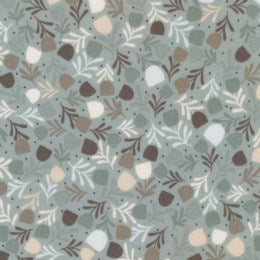 Acorns in Charcoal for Gentle Night Flannel for Andover Fabrics