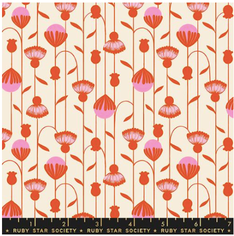 Backyard - Mod Floral in Fire by Sarah Watts for Ruby Star Society