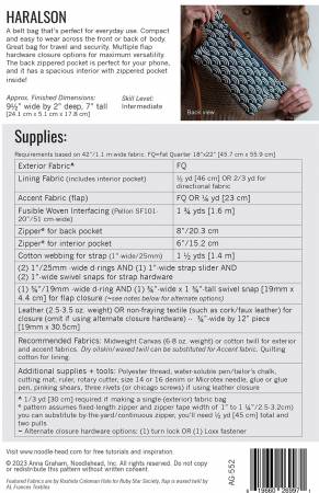 Haralson Belt Bag — Noodlehead — Paper Pattern