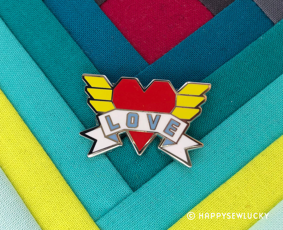 Love Enamel Pin, Fun Stuff, Happy Sew Lucky, [variant_title] - Mad About Patchwork