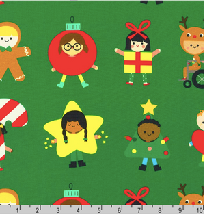 Merry Cheer - Happy Kids on Green by Ann Kelle for Robert Kauffman