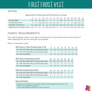 First Frost Vest - Beginner Quilted Vest Pattern Sizes 4-32 - PDF Downloadable pattern