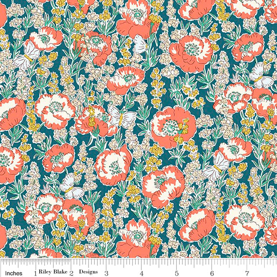 Poppy Breeze A from Meadow Flowers by Liberty Fabrics, Designer Fabric