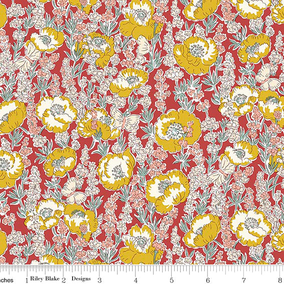 Poppy Breeze B from Meadow Flowers by Liberty Fabrics, Designer Fabric