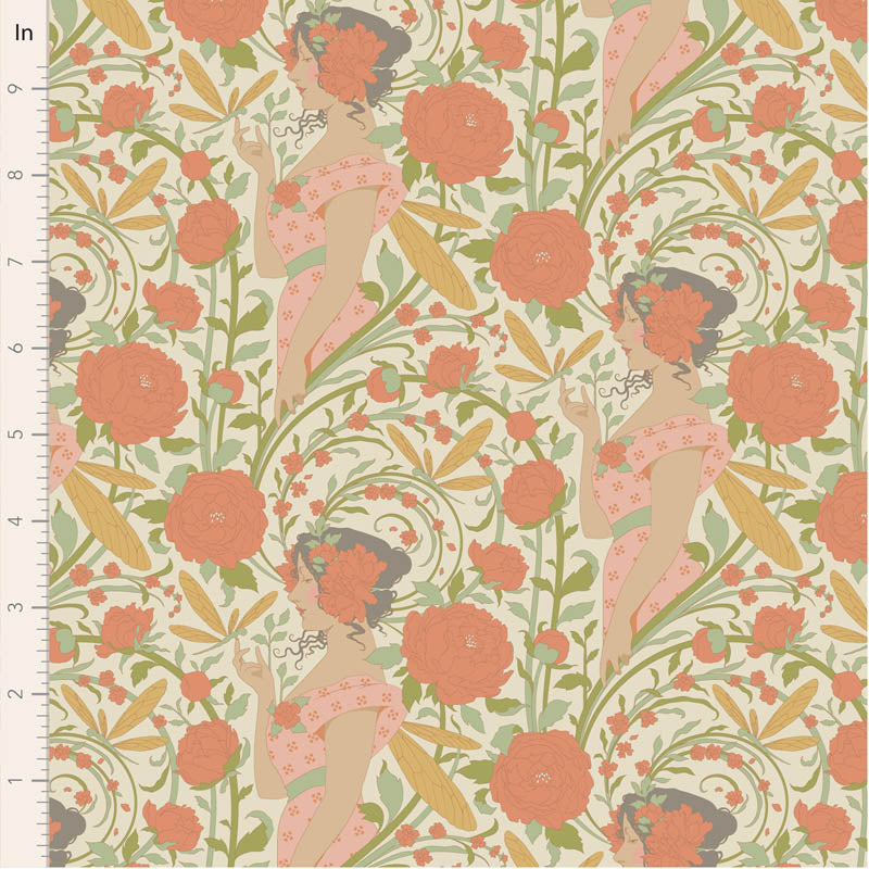 || PRE-ORDER || Aubrey in Coral from Songbird by Tilda Fabrics