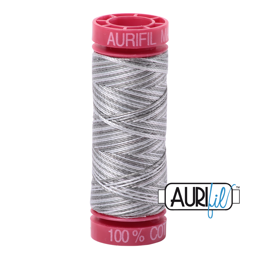 Aurifil Cotton Thread — Silver Fox (Variegated) 4670 — Small 12wt