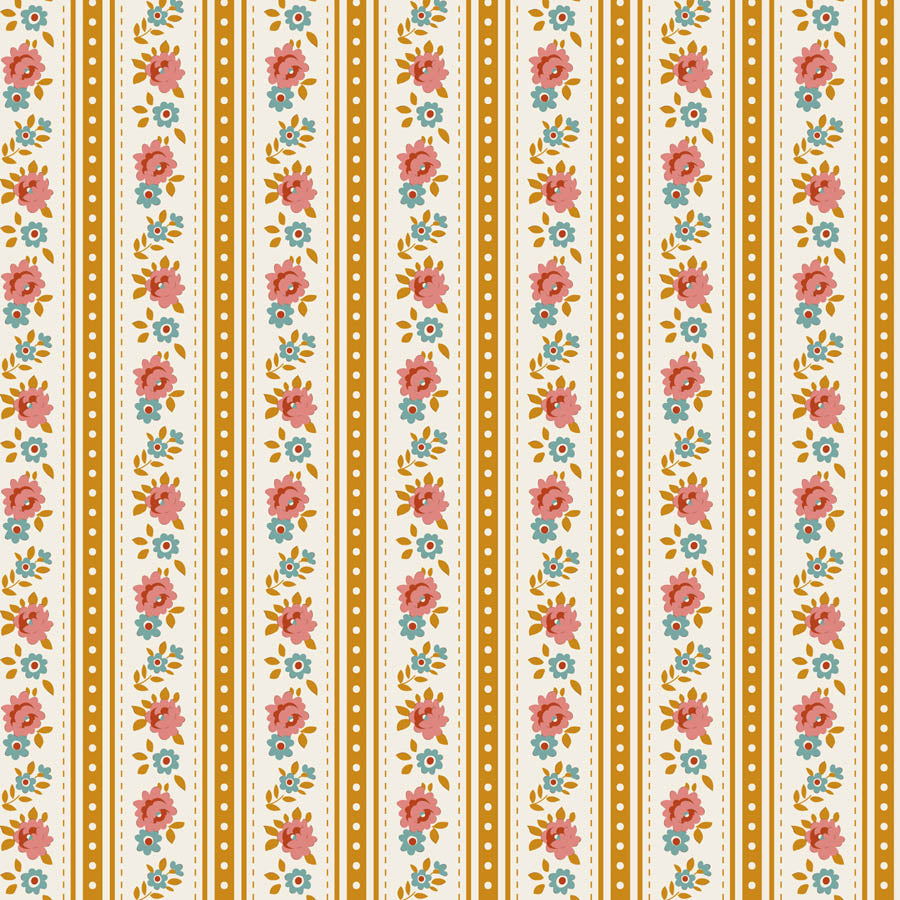 || PRE-ORDER || Agnes in Ochre from Village Life by Tilda Fabrics, Designer Fabric