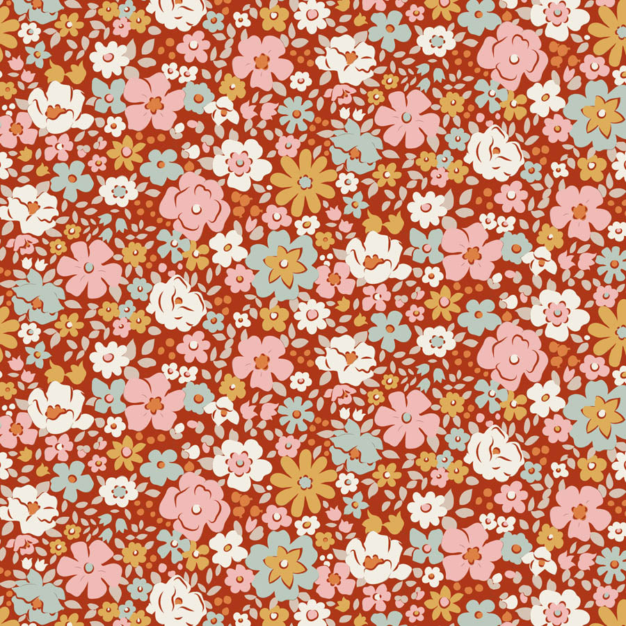 || PRE-ORDER || Esther in Rust from Village Life by Tilda Fabrics, Designer Fabric