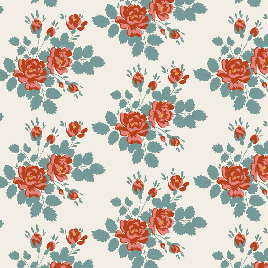 || PRE-ORDER || Myrtle in Teal from Village Life by Tilda Fabrics, Designer Fabric