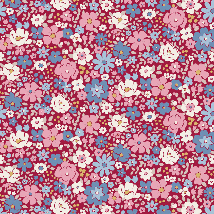 || PRE-ORDER || Esther in Burgundy from Village Life by Tilda Fabrics, Designer Fabric