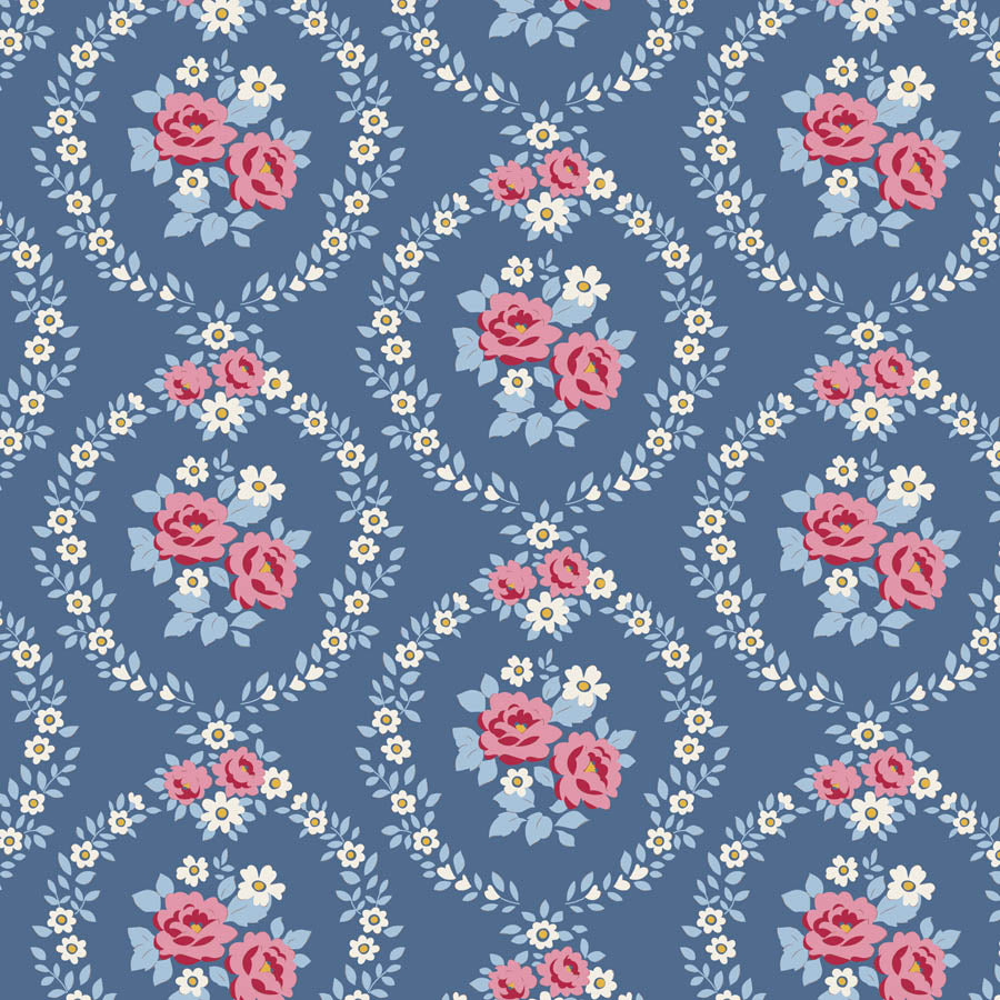 || PRE-ORDER || Mable in Blue from Village Life by Tilda Fabrics, Designer Fabric