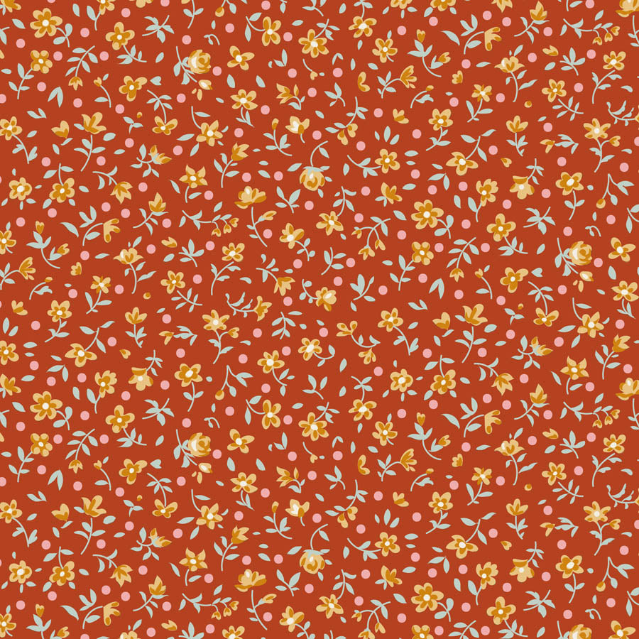 || PRE-ORDER || Mae in Rust from Village Life by Tilda Fabrics, Designer Fabric
