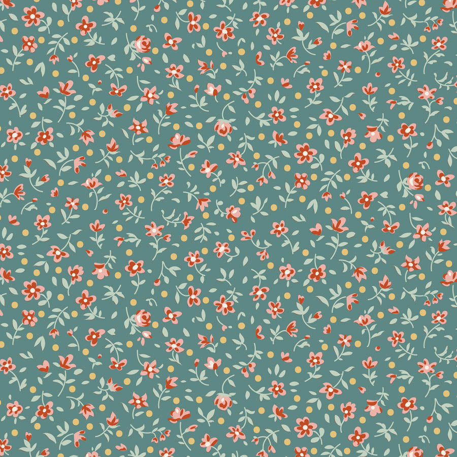 || PRE-ORDER || Mae in Teal from Village Life by Tilda Fabrics, Designer Fabric
