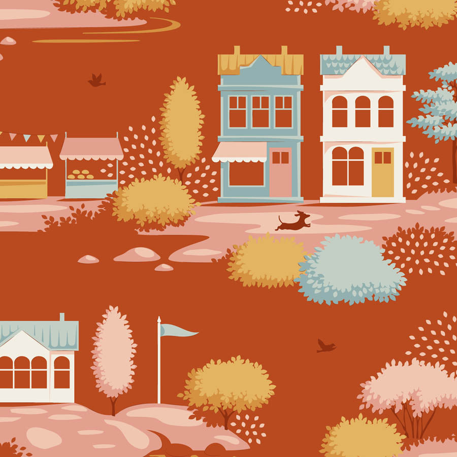 || PRE-ORDER || Village in Rust from Village Life by Tilda Fabrics, Designer Fabric