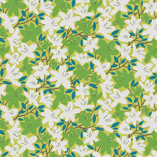 Angie in Green from Blooming Color II by Wolff Paper for Benartex