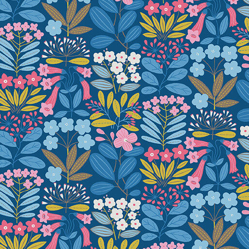 Emme in Blue from Blooming Color II by Wolff Paper for Benartex
