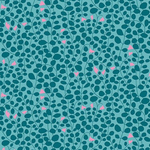 Caroline in Turquoise from Blooming Color II by Wolff Paper for Benartex