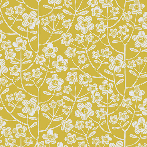 Brynn in Yellow from Blooming Color II by Wolff Paper for Benartex