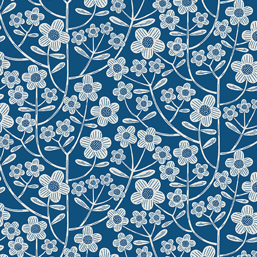 Brynn in Blue from Blooming Color II by Wolff Paper for Benartex