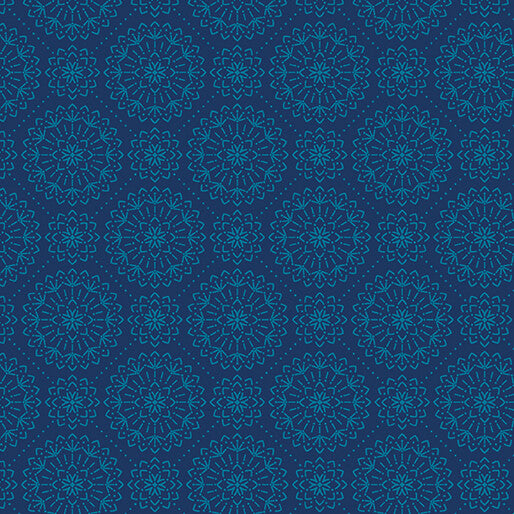 Meadowsweet in Indigo from Among the Wildflowers II by Shelley Cavanna for Benartex