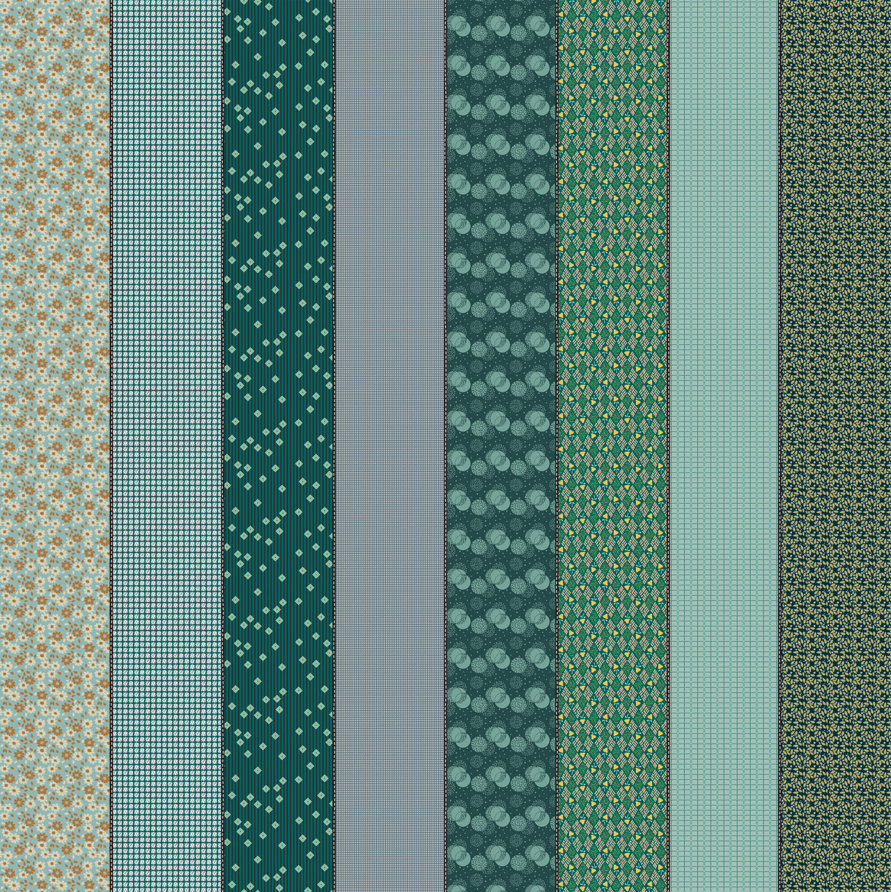Seven in Trentham from Gathered Lollies by Jen Kingwell for Moda Fabrics, Designer Fabric