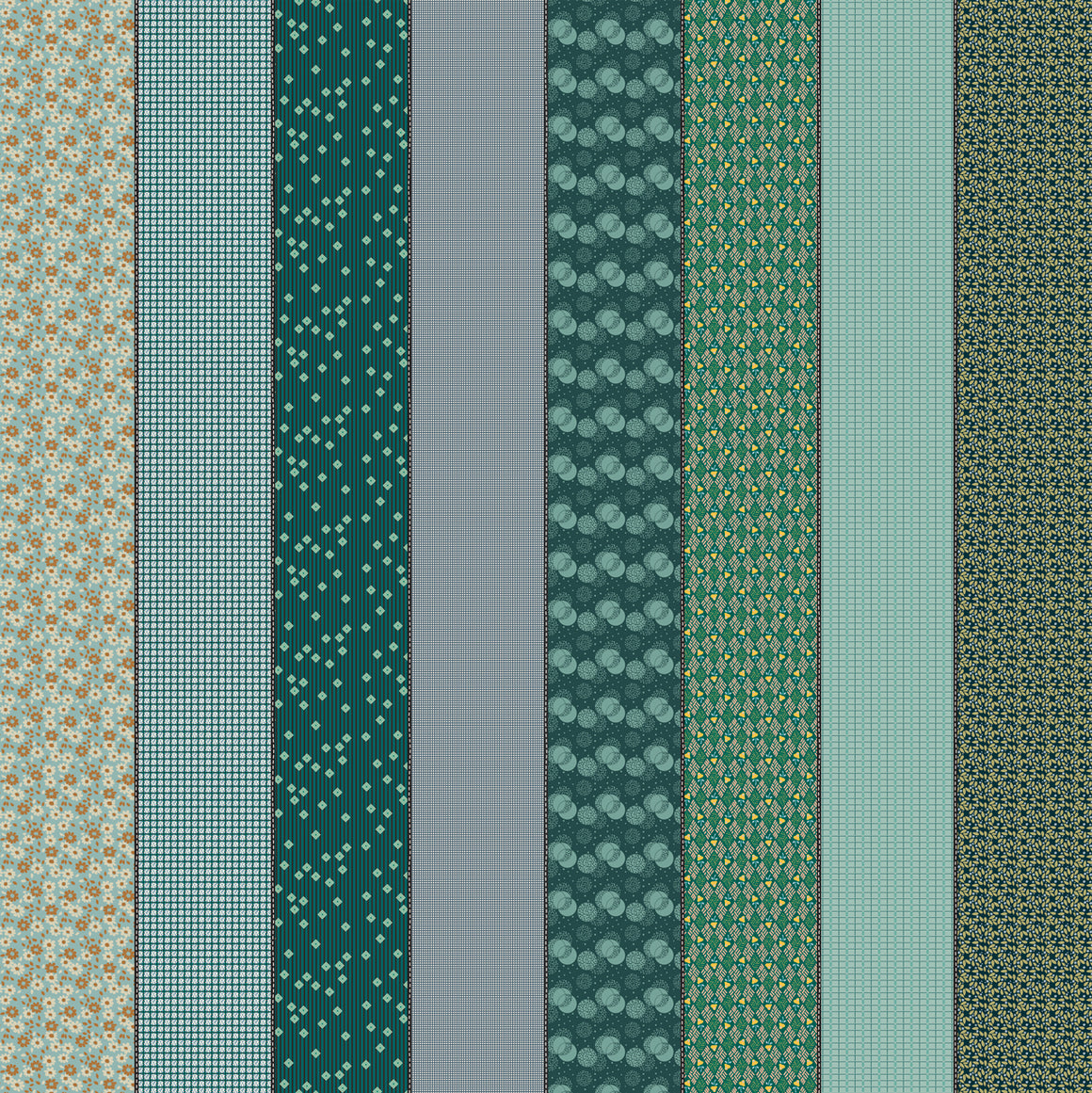 Seven in Trentham from Gathered Lollies by Jen Kingwell for Moda Fabrics, Designer Fabric