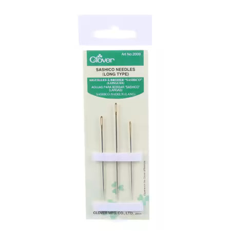 Clover Long Sashiko Needles 3 ct, Notion