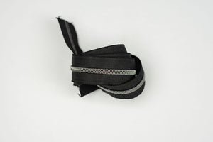 Black with Nylon Gunmetal Nylon Teeth - Zipper Tape by the Yard