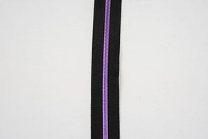 Black with Metallic Purple Nylon Teeth - Zipper Tape by the Yard