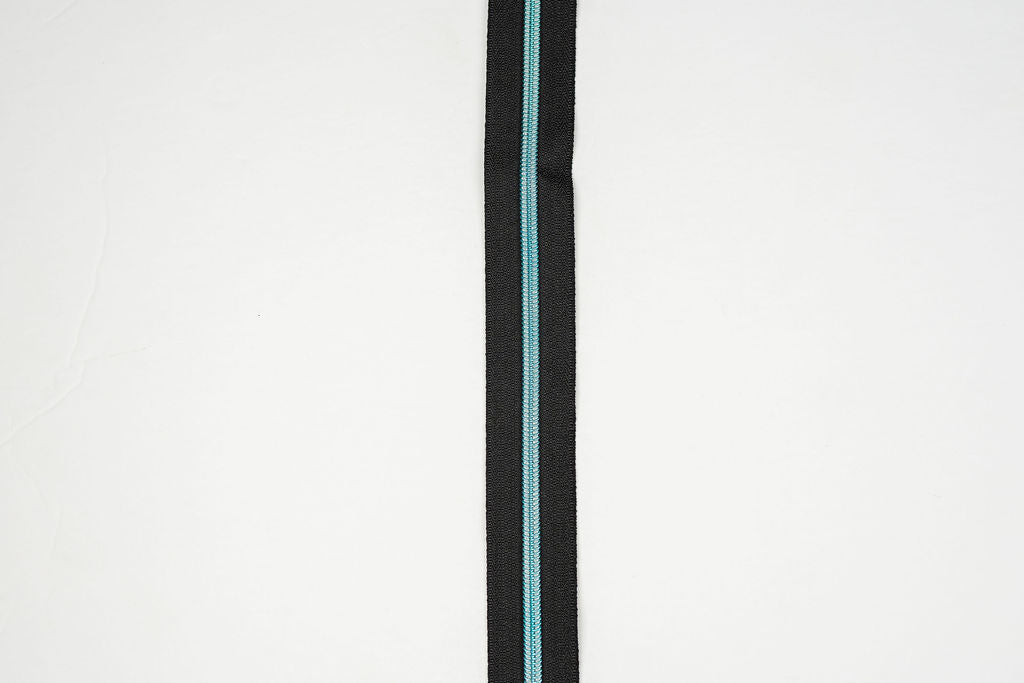 Black with Metallic Blue Nylon Teeth - Zipper Tape by the Yard