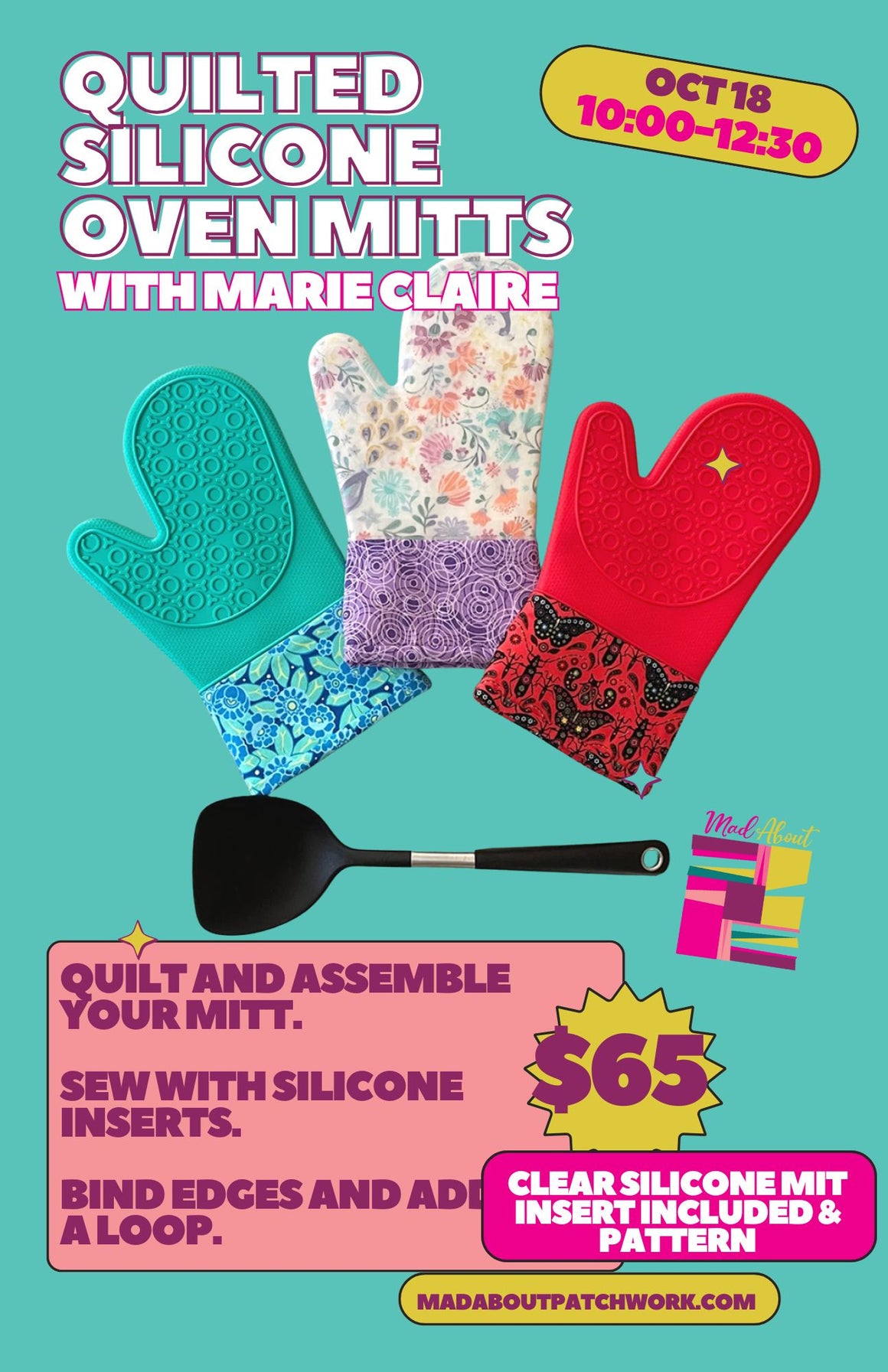 Hot Stuff - Quilted  Silicone Oven Mitts Class