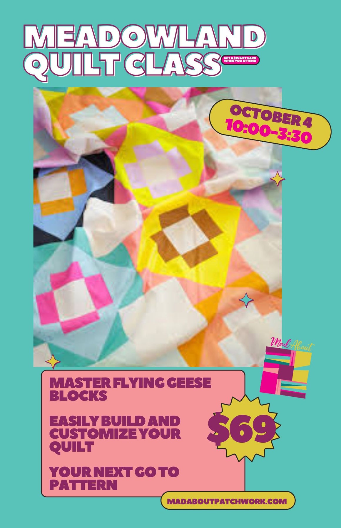 Meadowland Quit Class - Learn Flying Geese and your next Fav Quilt Pattern!
