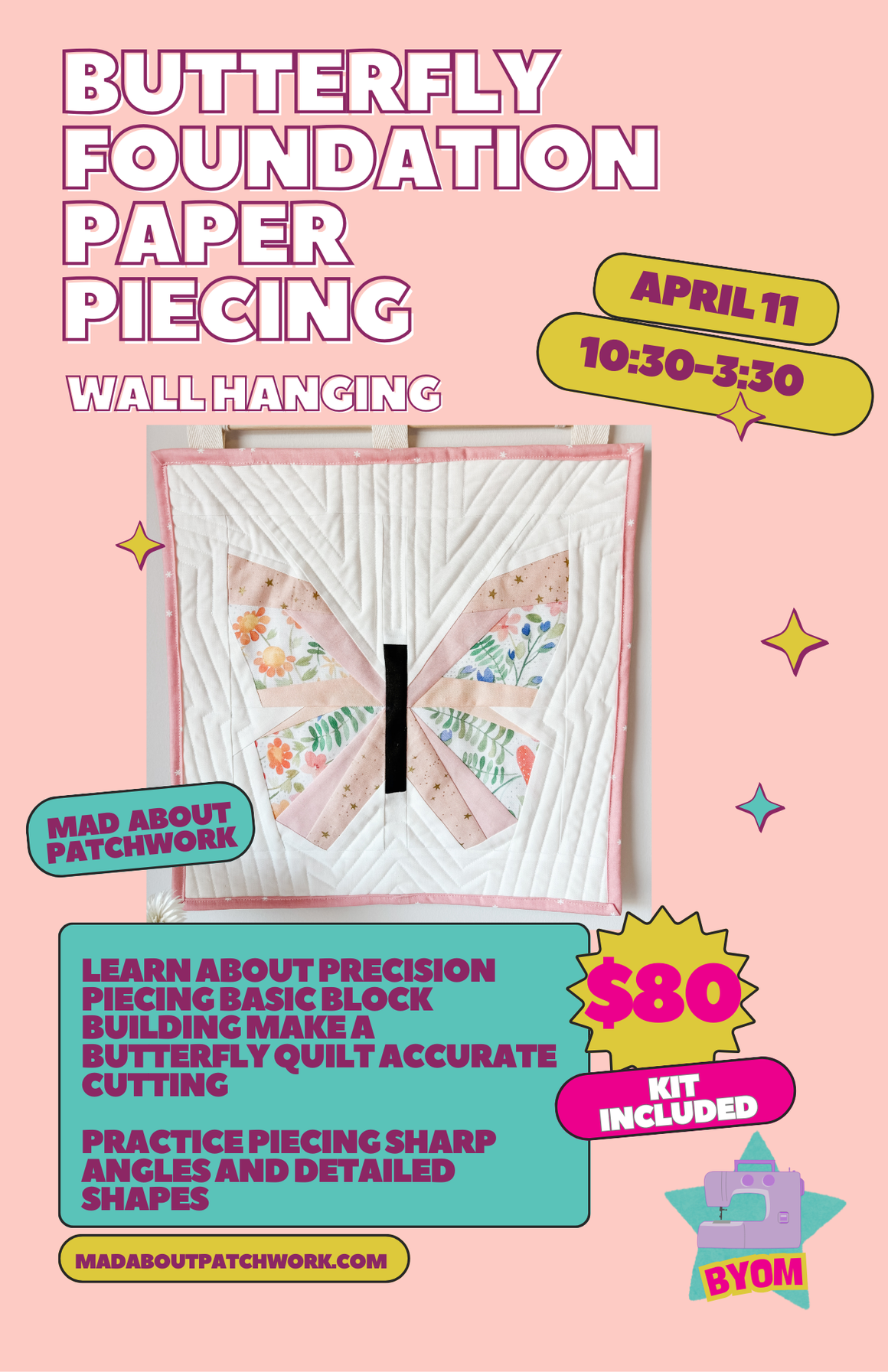 Butterfly Wall Hanging - Foundation Paper Piecing Class