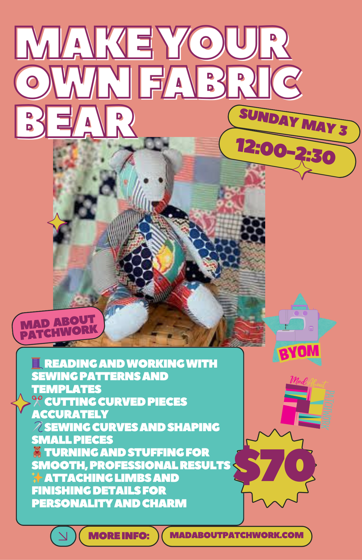 Make Your Own Fabric Teddy  Bear (May 3)