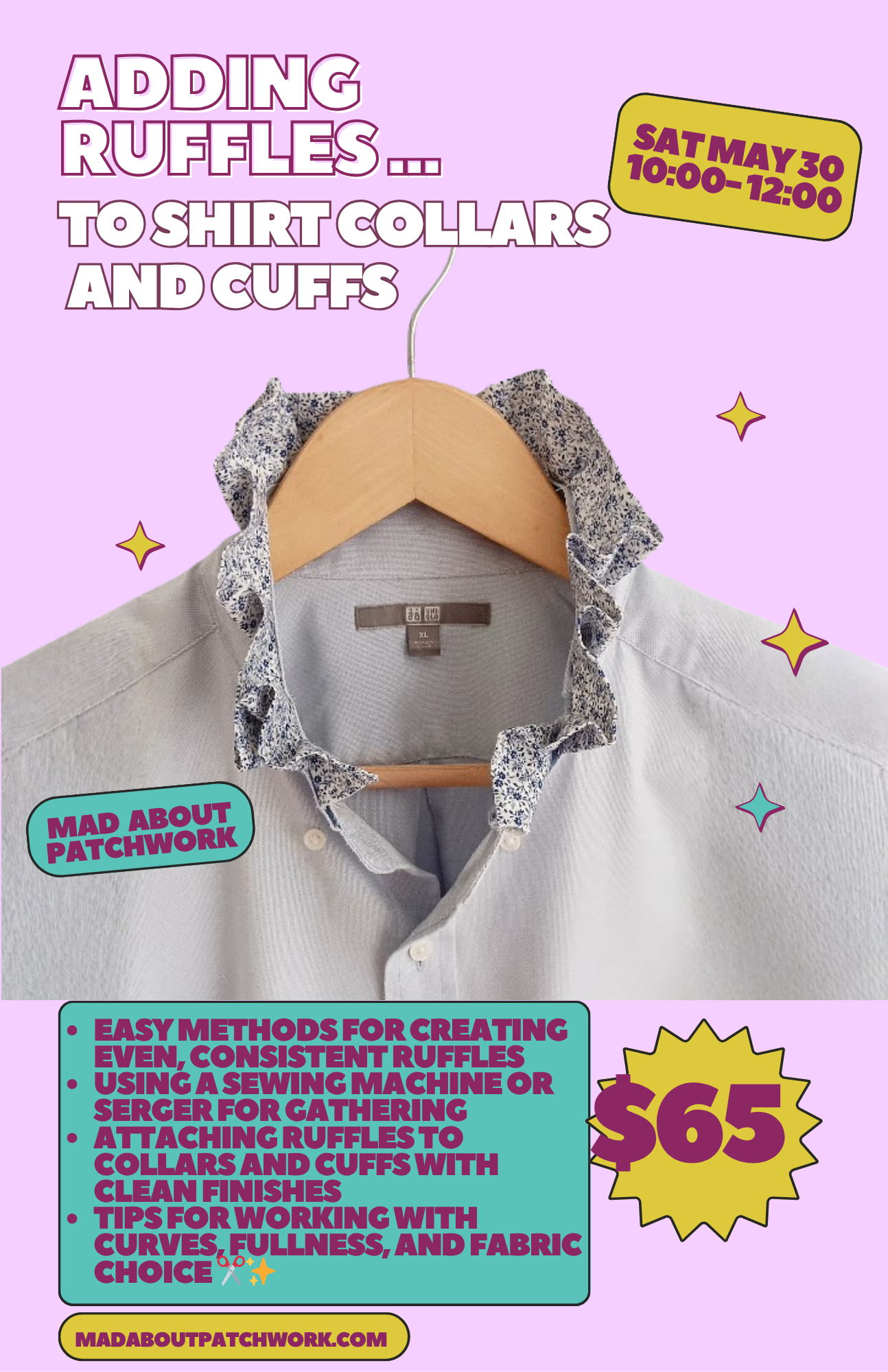 Ruffles - Adding Ruffles to Collars and Cuffs Class