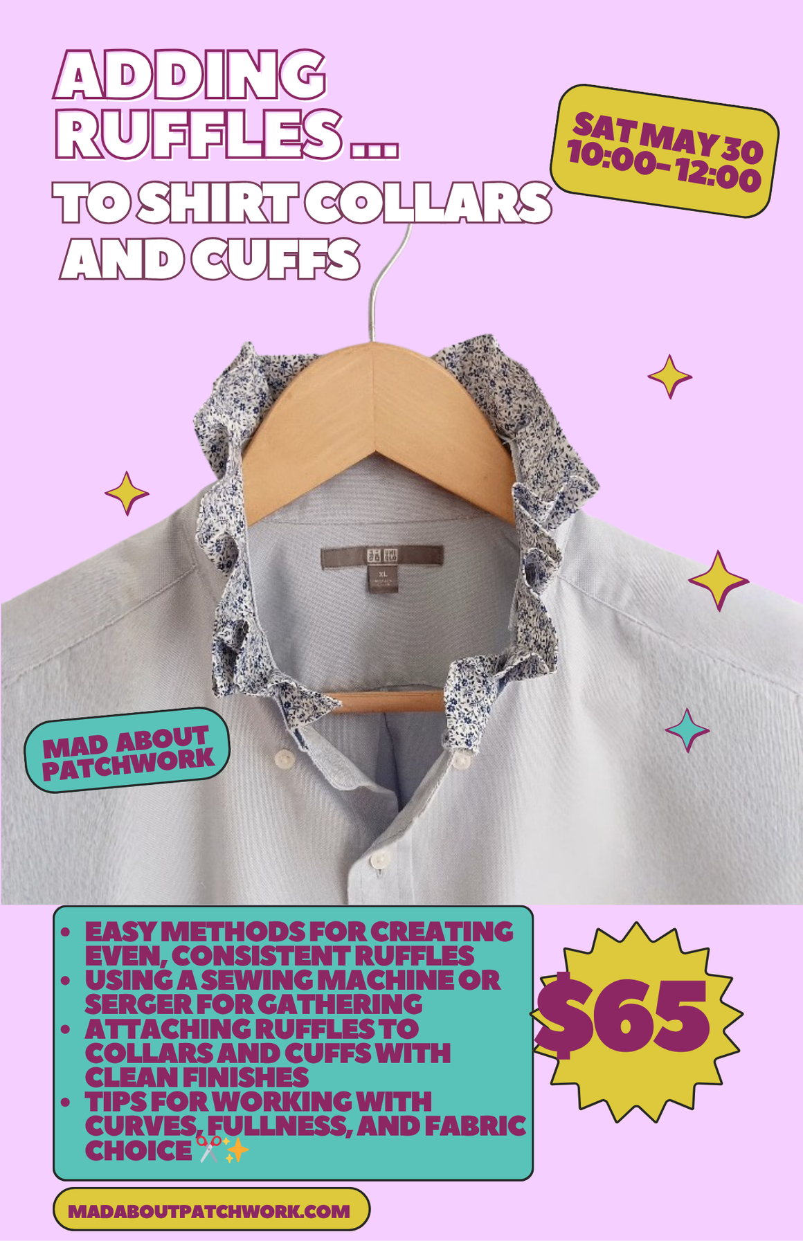 Ruffles - Adding Ruffles to Collars and Cuffs Class