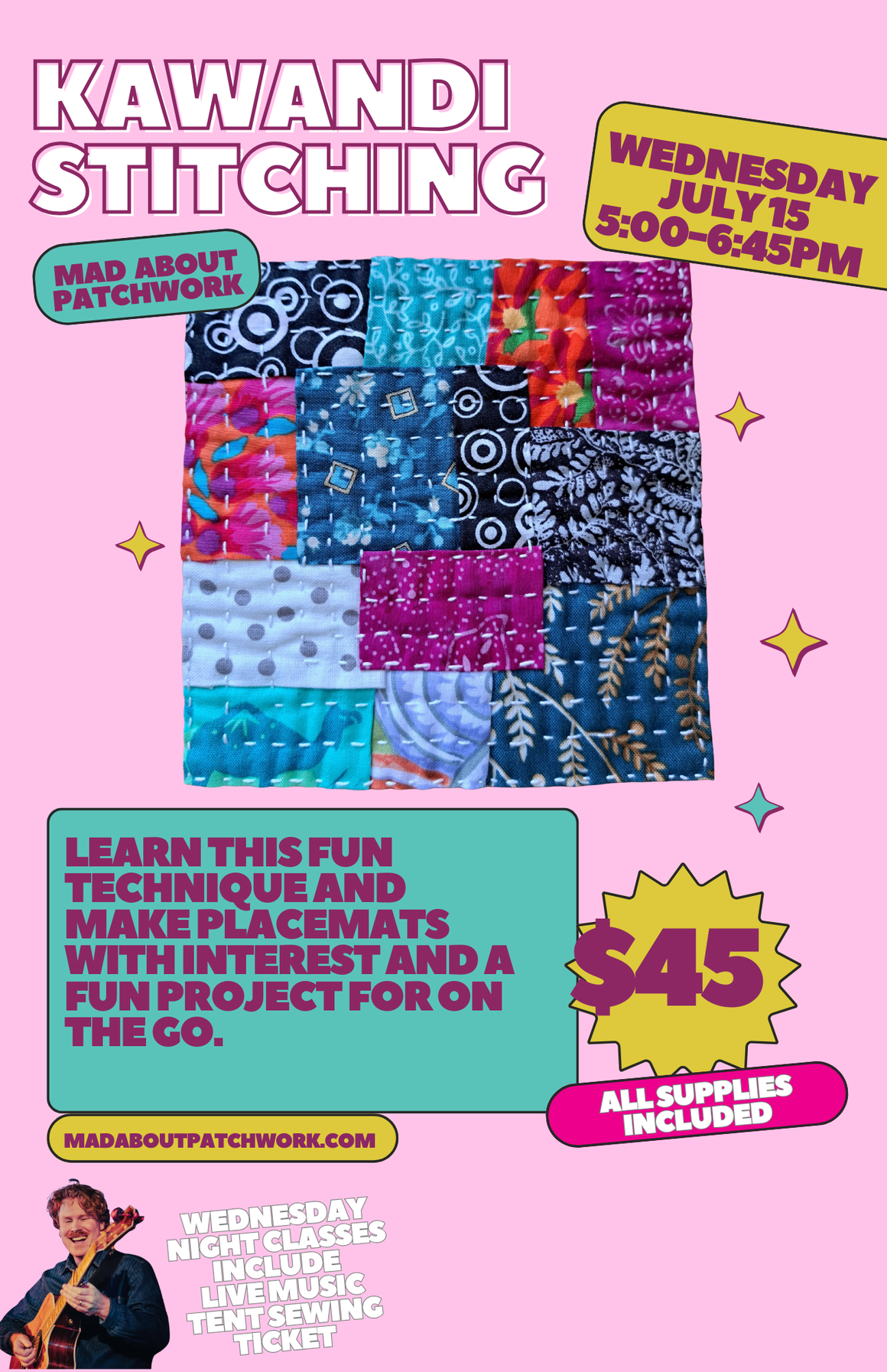 Kawandi Placemat Class – Hand Sewing + Live Music!