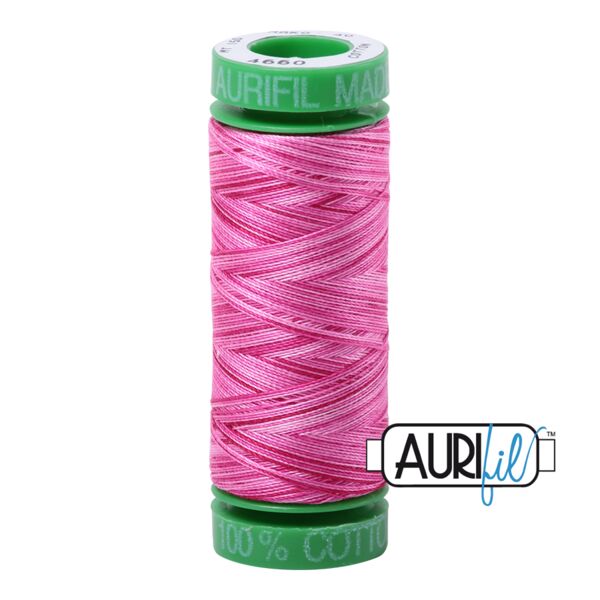 Aurifil Cotton Thread — Pink Taffy (Variegated) 4660 — Small 40wt