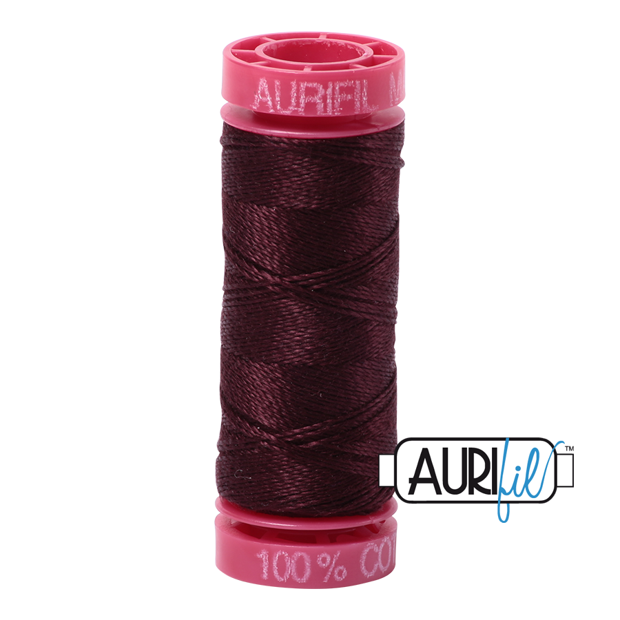 Aurifil Cotton Thread — Dark Wine 2468 — Small 12wt