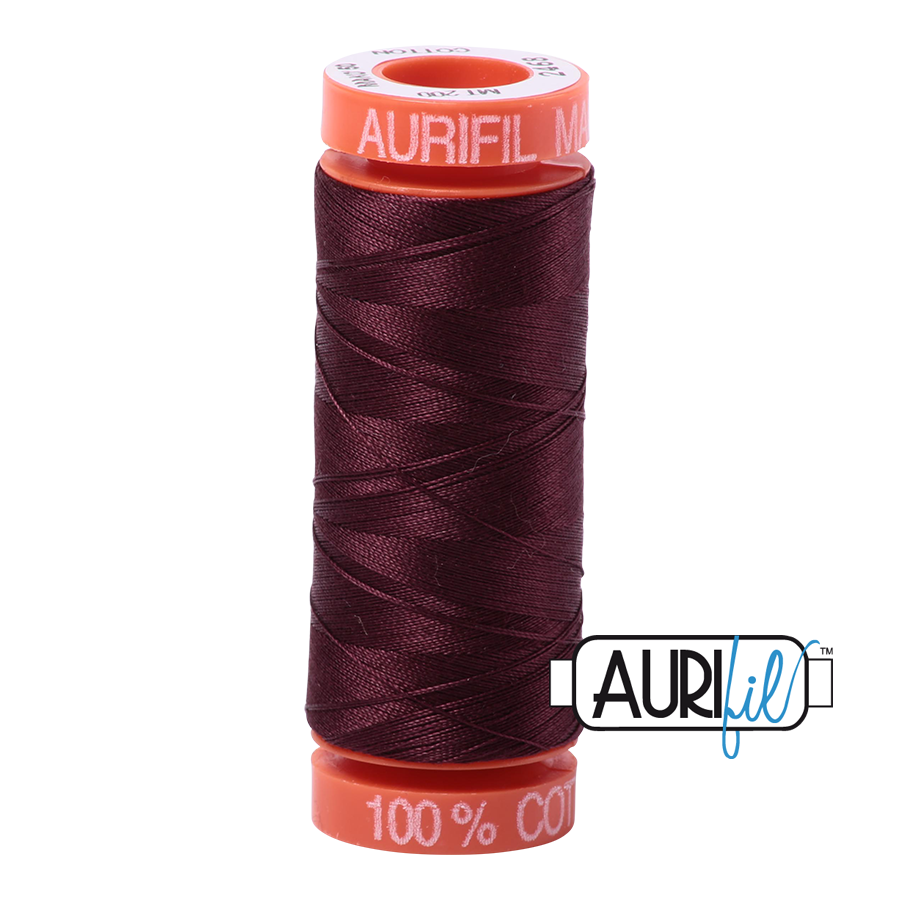 Aurifil Cotton Thread — Dark Wine 2468 — Small 50wt