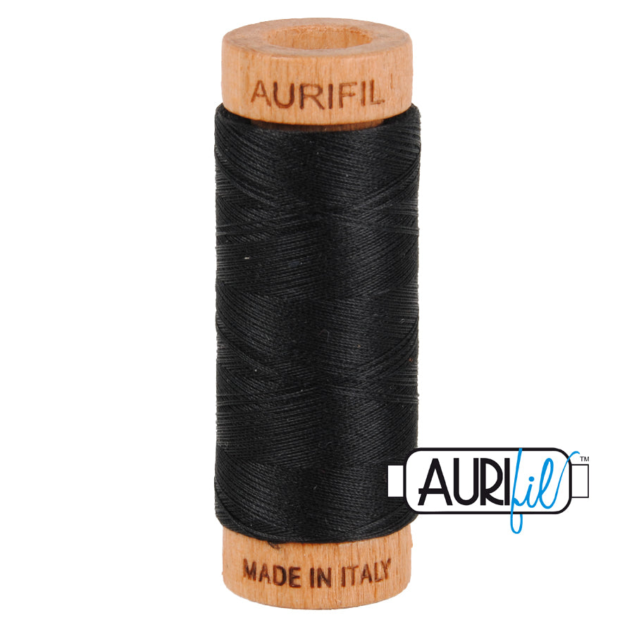 Aurifil Cotton Thread — Black 2692 — Small 80wt