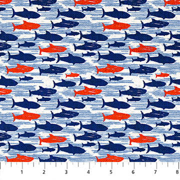 Little Fish in White Multi - for Take Me to the Beach for Northcott Fabrics