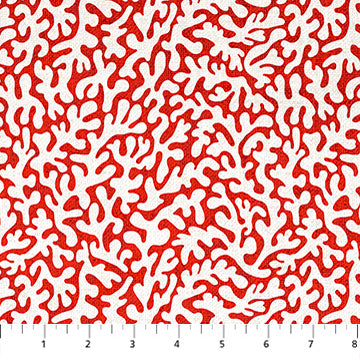 Coral in Red - for Take Me to the Beach for Northcott Fabrics
