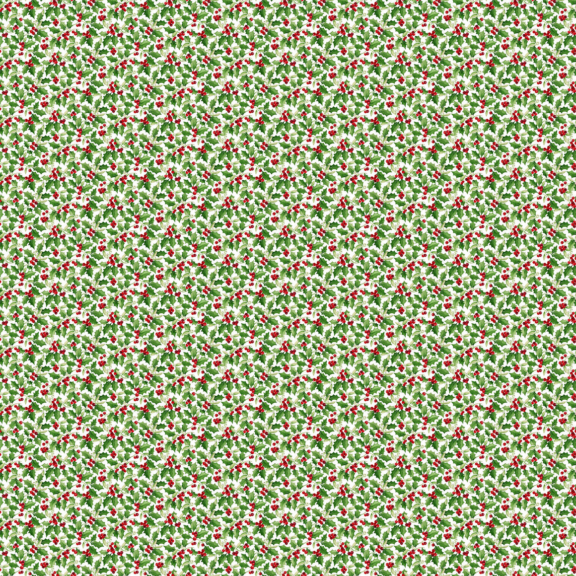 Holly in White Multi from Barnyard Christmas by Deborah Edwards for Northcott, Designer Fabric