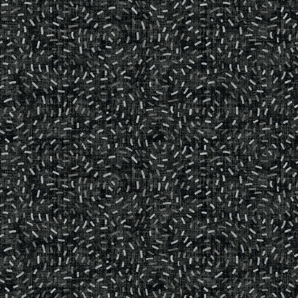 Circular Dashes in Black from Momentum by Deborah Edwards for Northcott, Designer Fabric