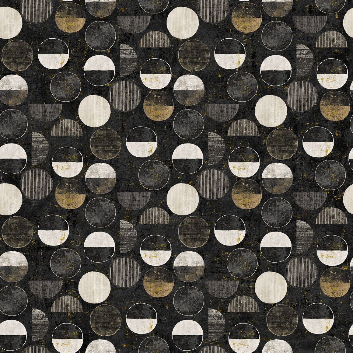 Circles in Black Multi from Gatsby by Deborah Edwards for Northcott, Designer Fabric